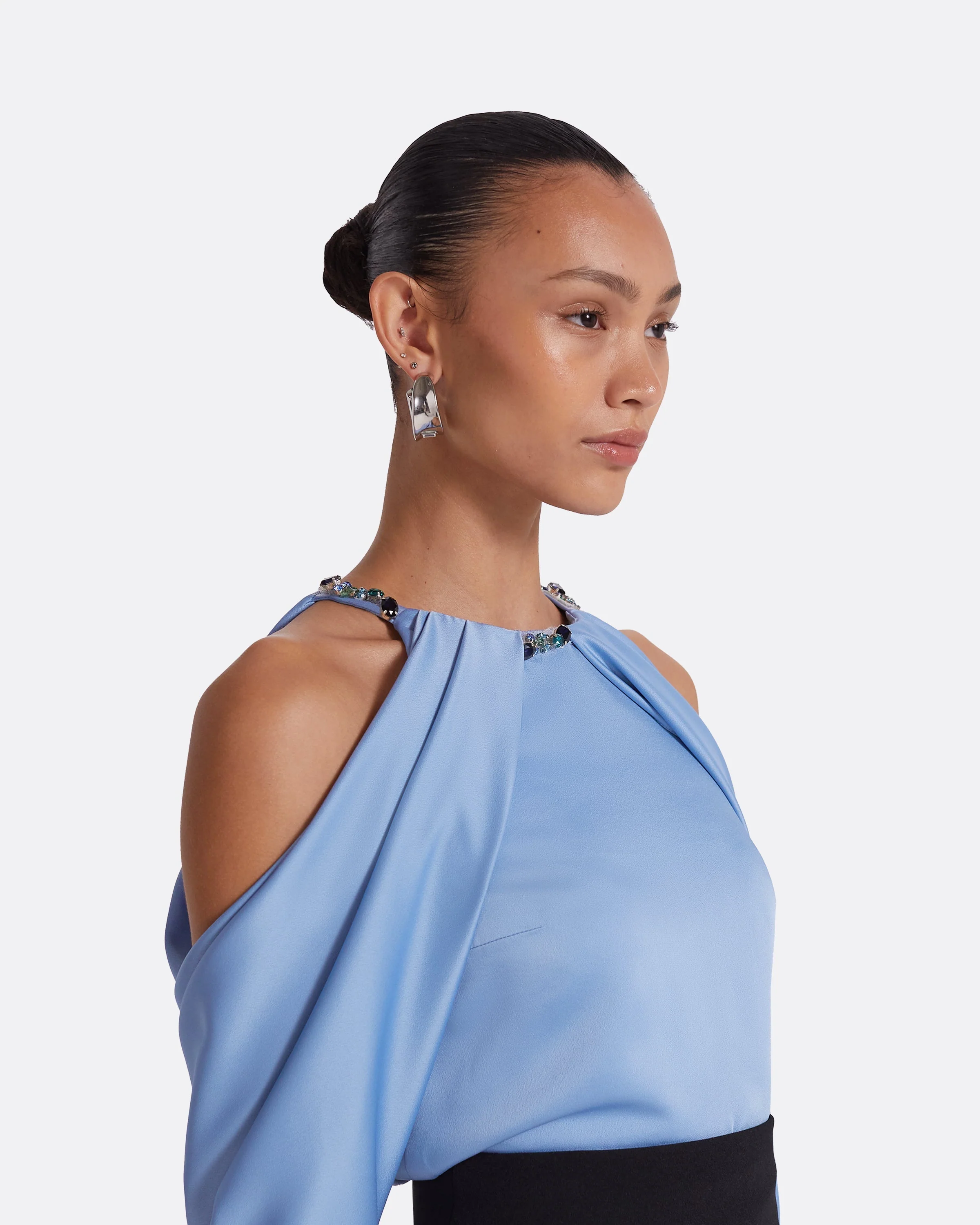 Aksha Carolina Blue & Black Long Dress - Image 3