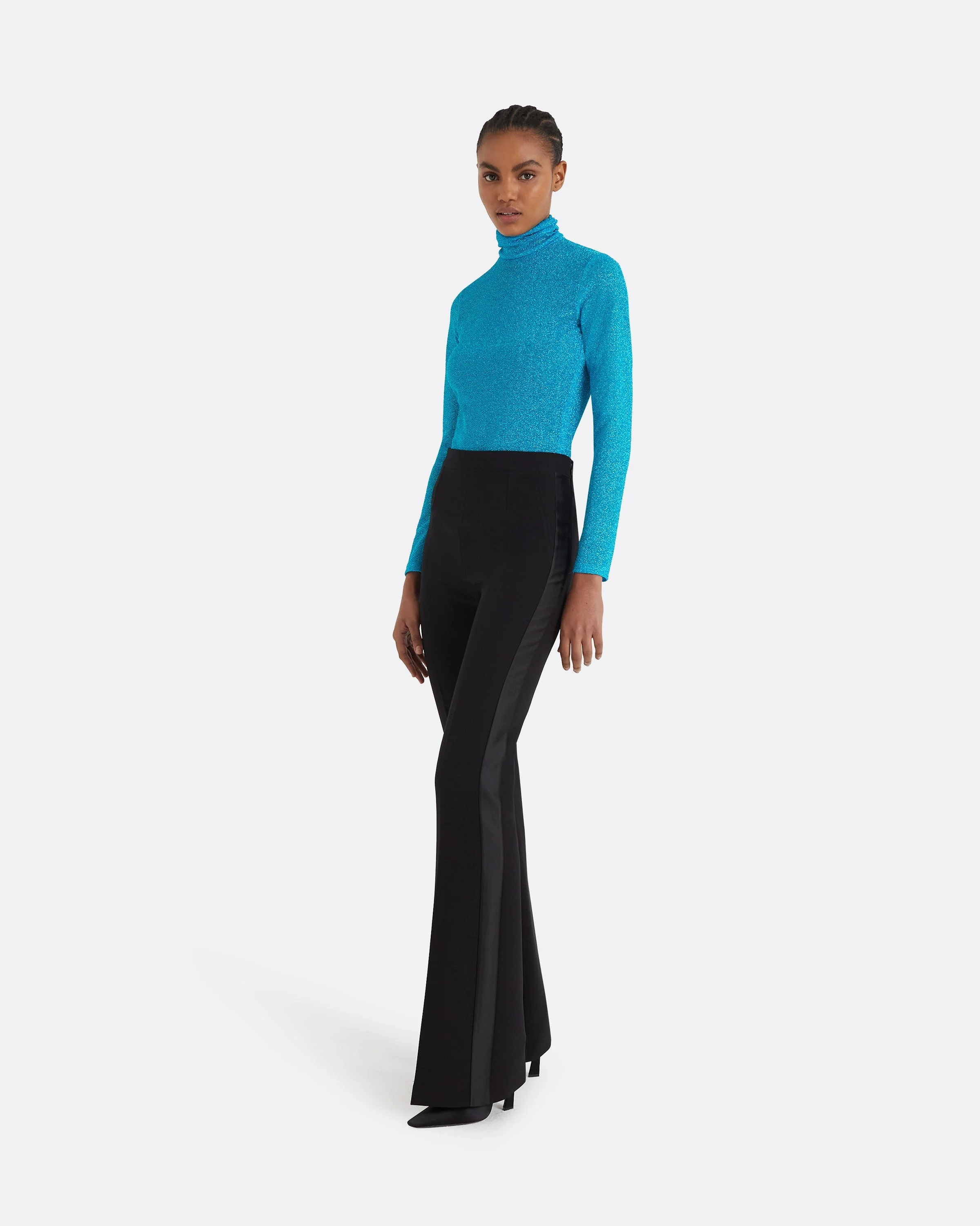 Alexa Black Heavy Crepe & Satin Trousers - Image 4