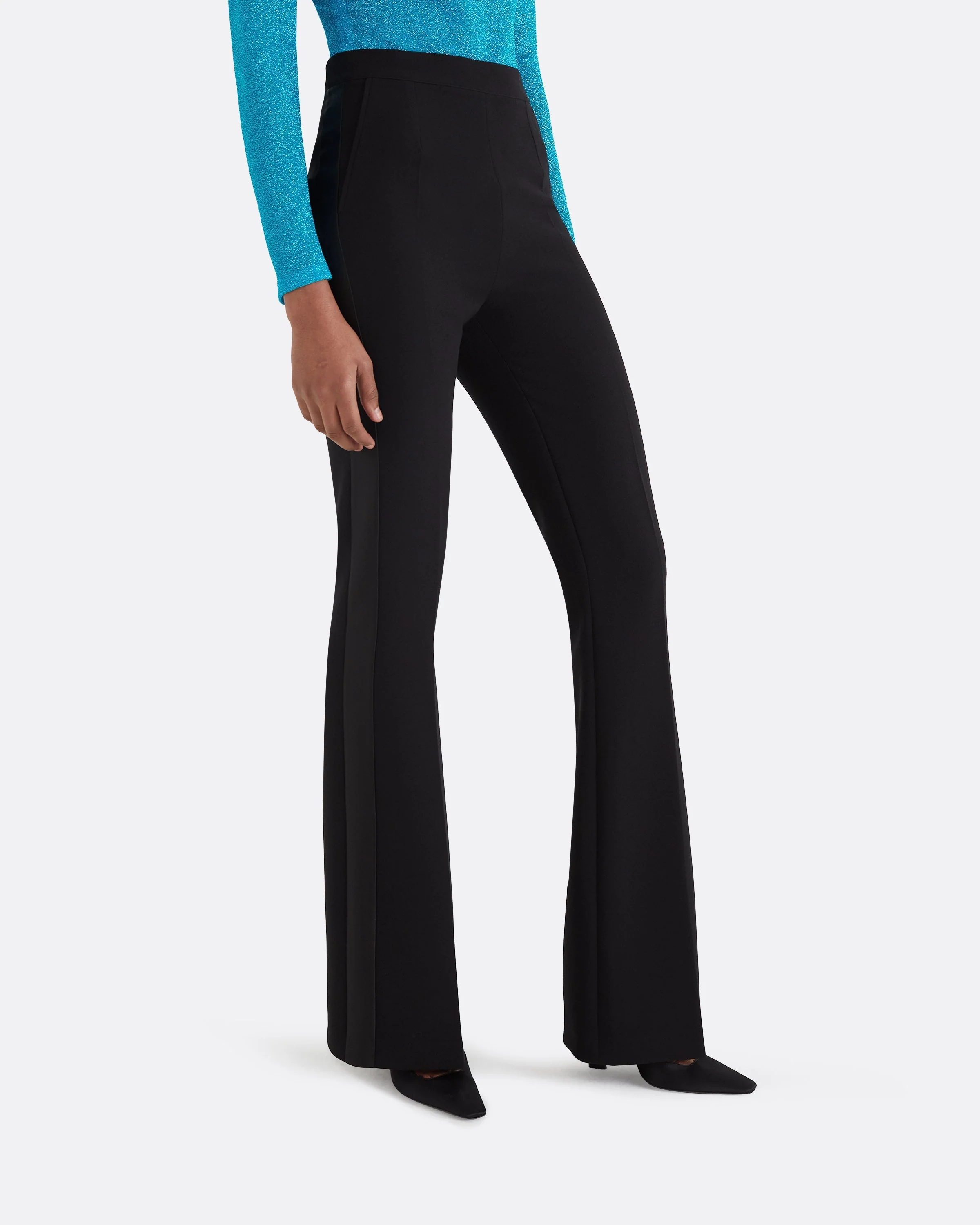 Alexa Black Heavy Crepe & Satin Trousers - Image 6