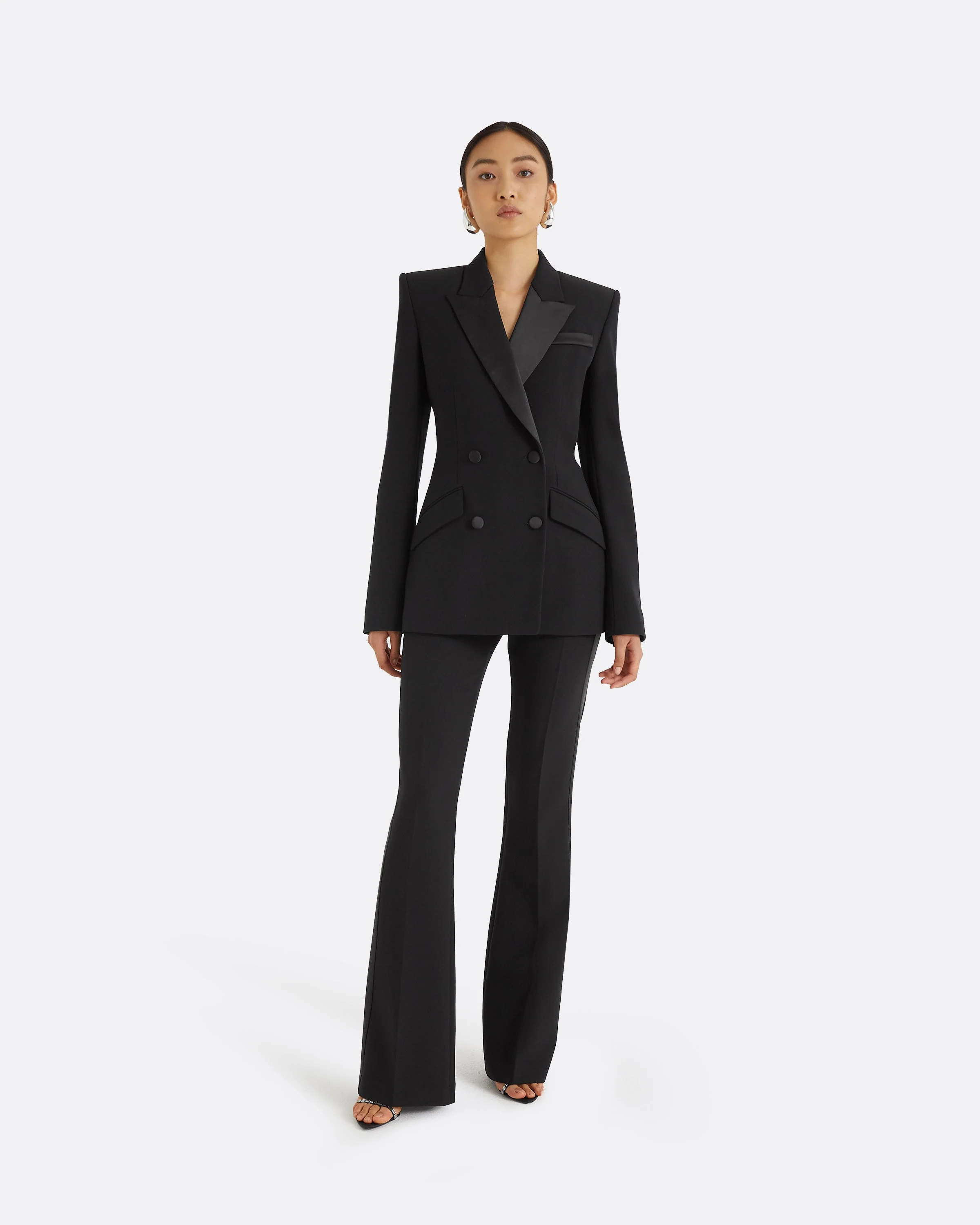 Alexa Black Heavy Crepe & Satin Trousers - Image 8