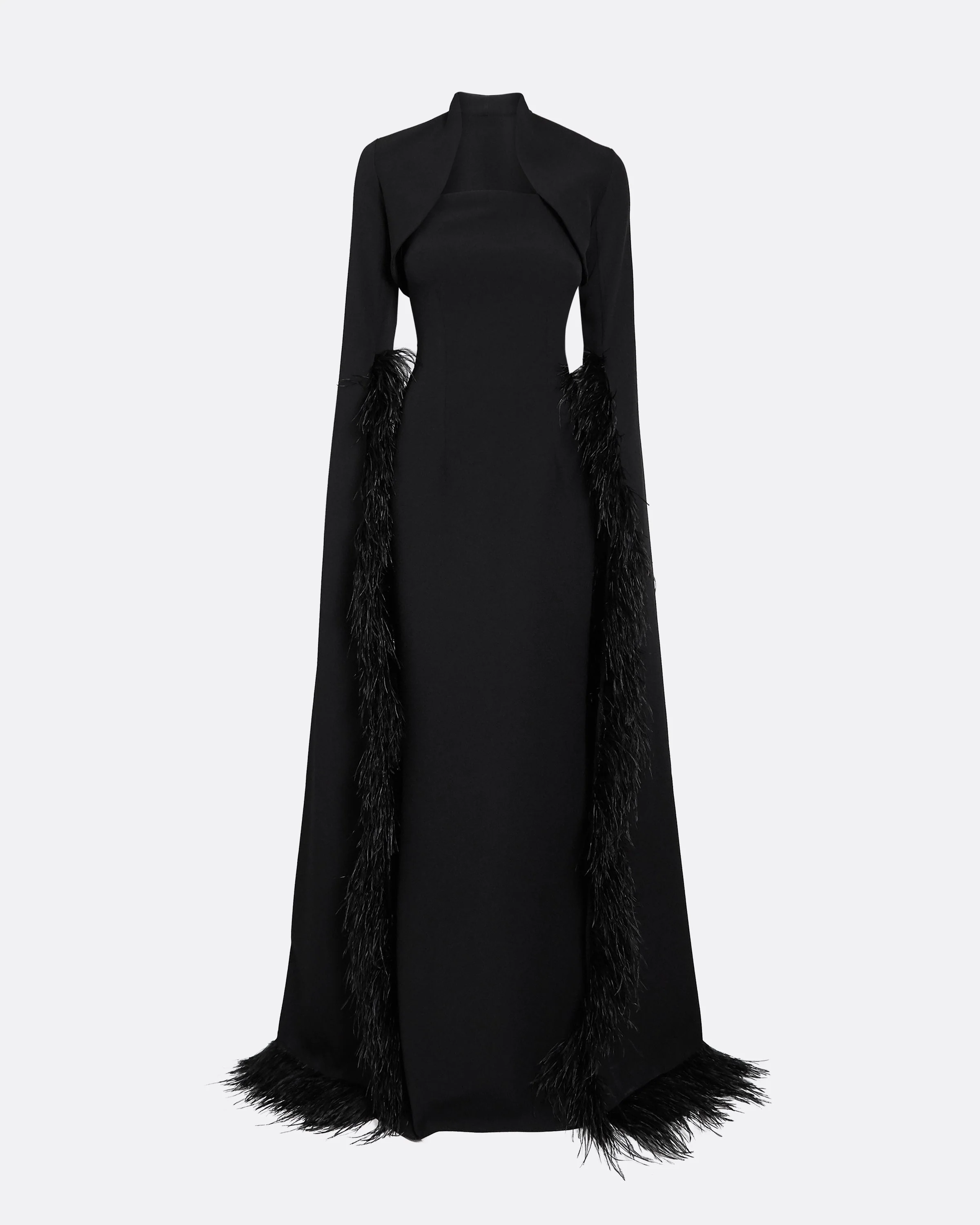 Amari Black Feather-Trimmed Bolero & Soshin Dress - Image 5