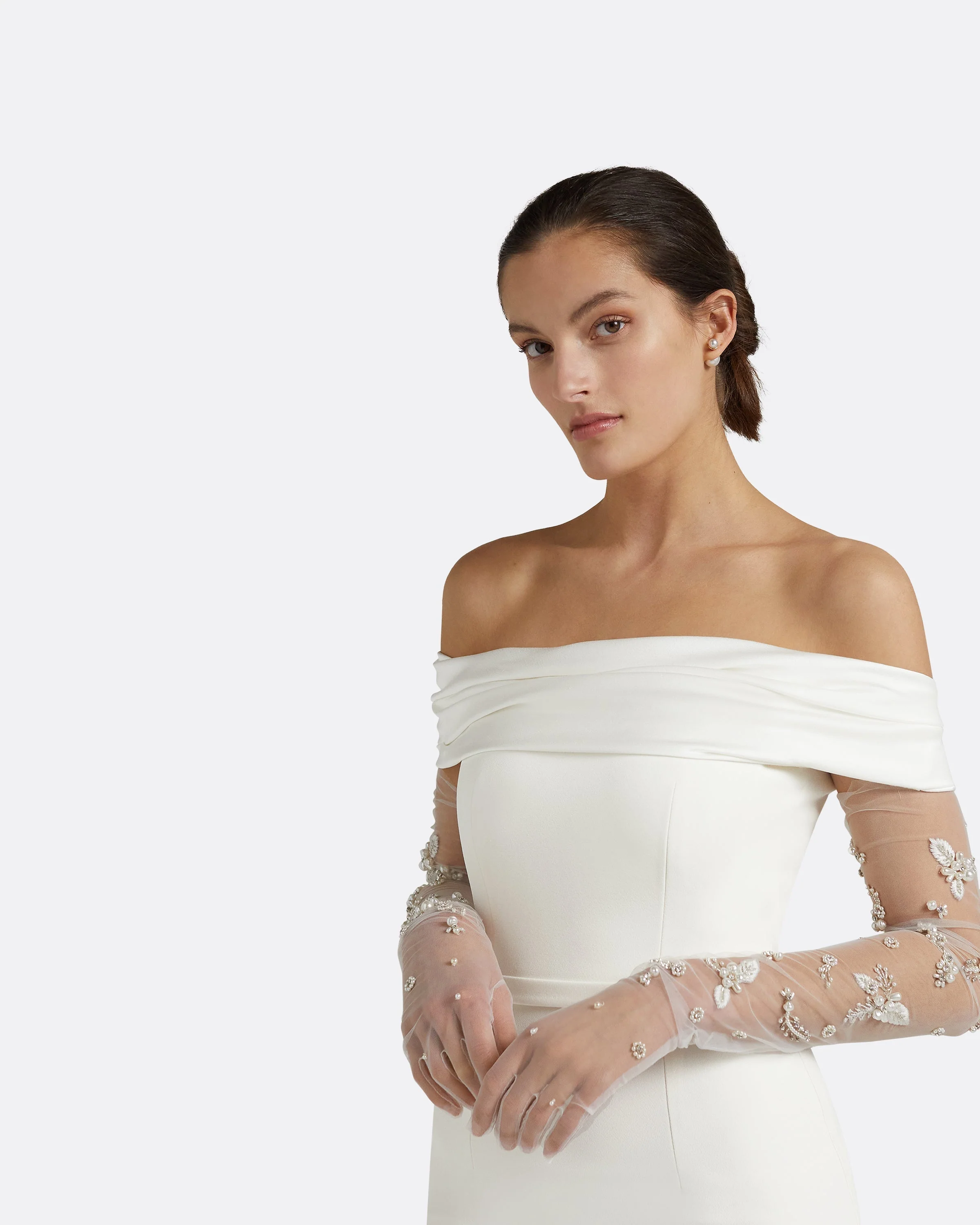 Astin Ivory & Pearl Floral Gloves - Image 3