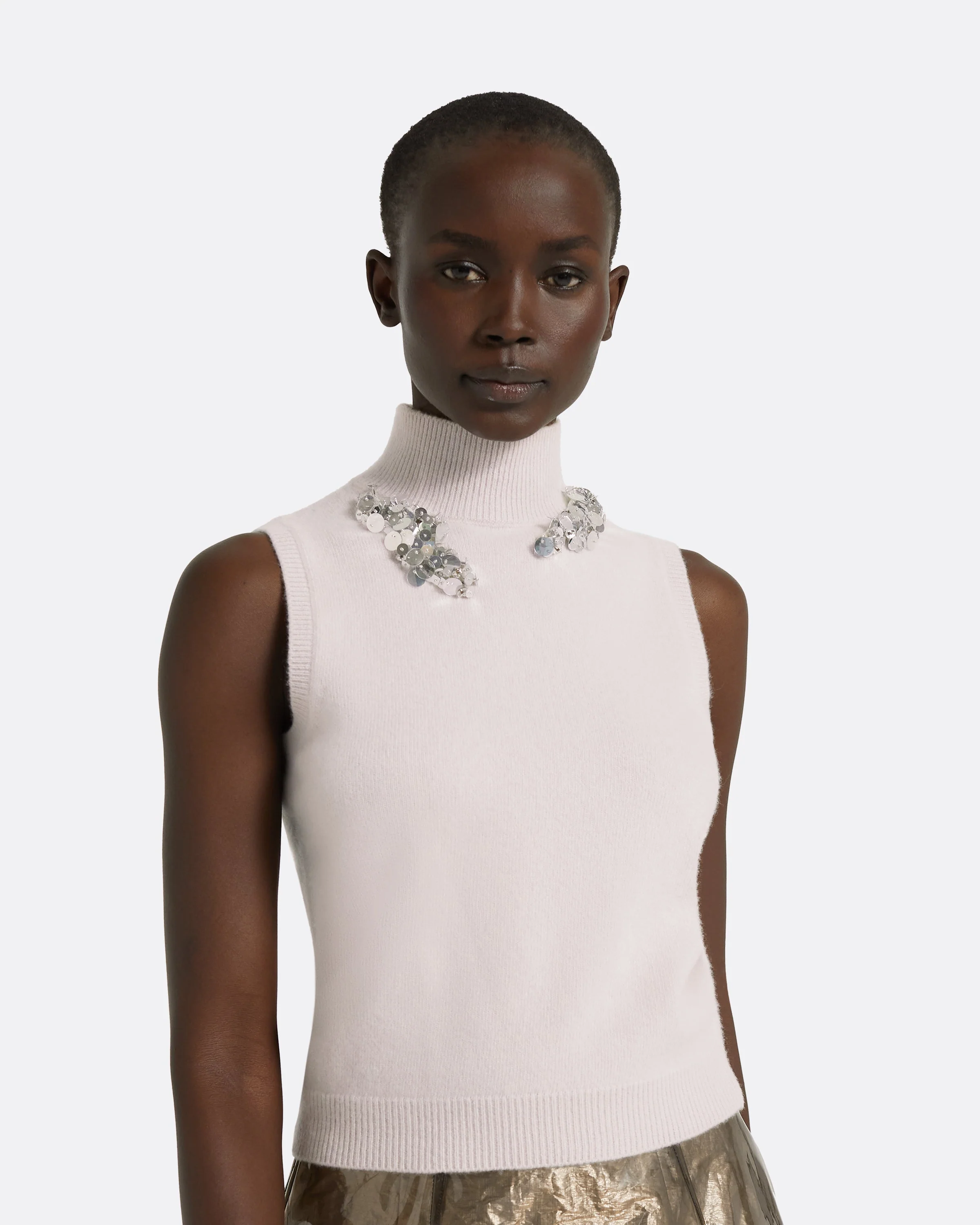 Aysel Barely Pink & Silver Knit Top - Image 3