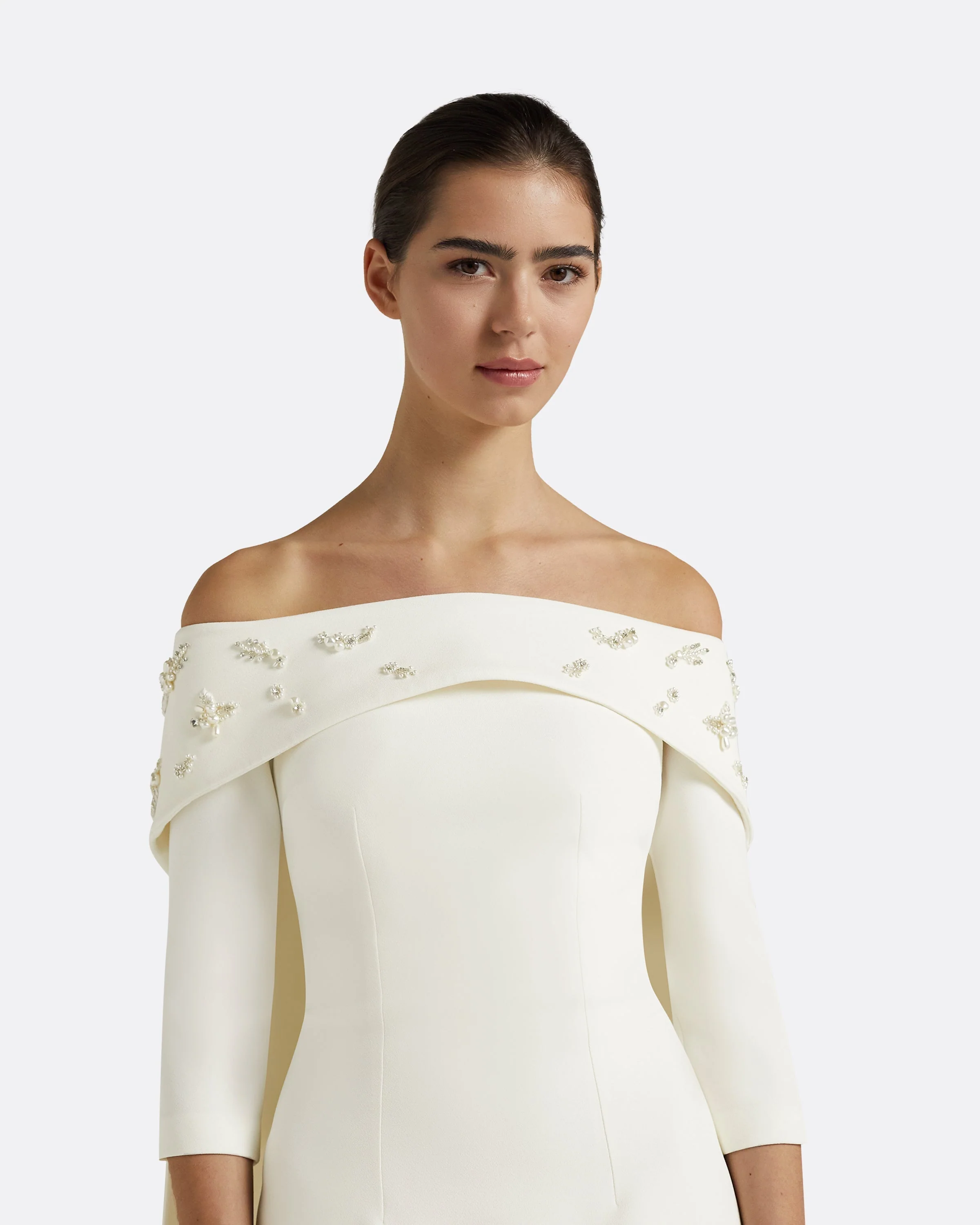 Bellara Pearl Floral Embroidered Ivory Harness & Soshin Dress - Image 3