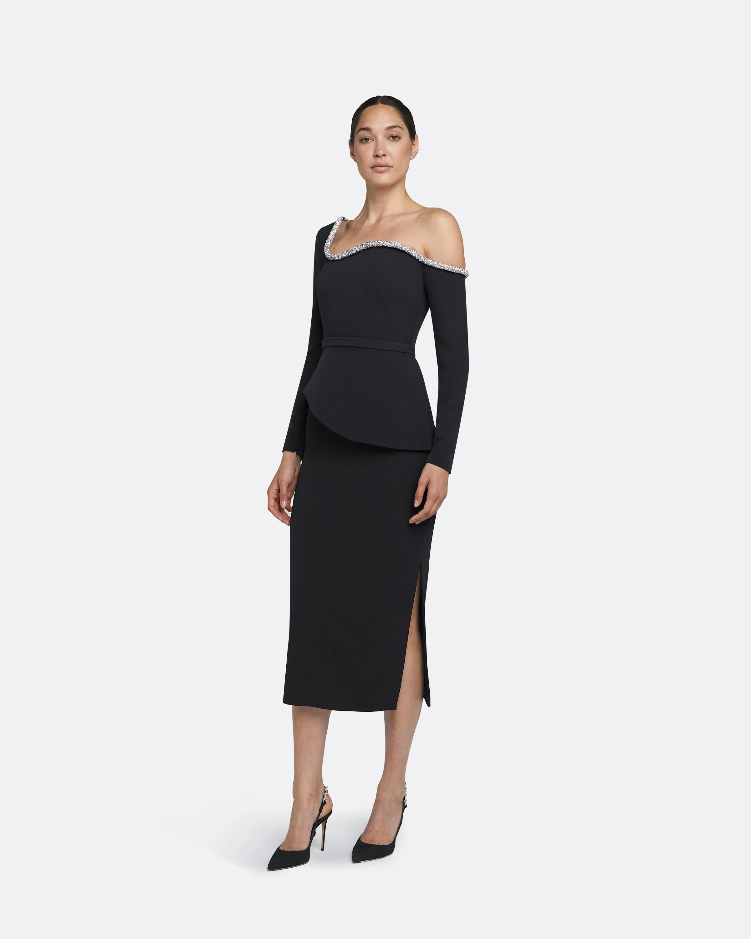 Constanza Black Embroidered Midi Dress - Image 4