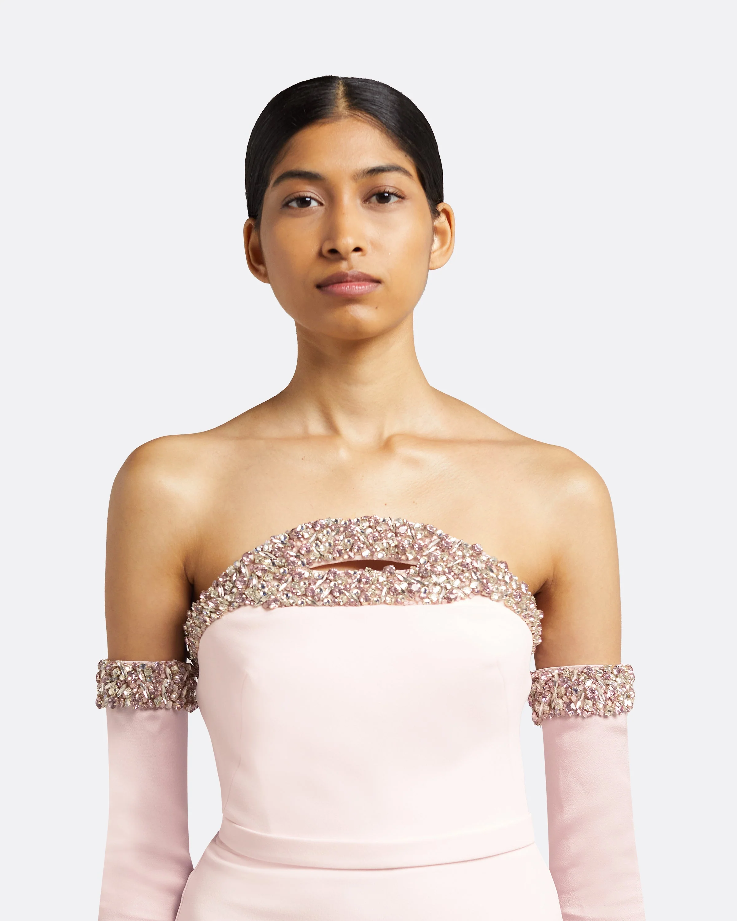 Donatella Barely Pink Long Dress With Antonia Gloves - Image 3