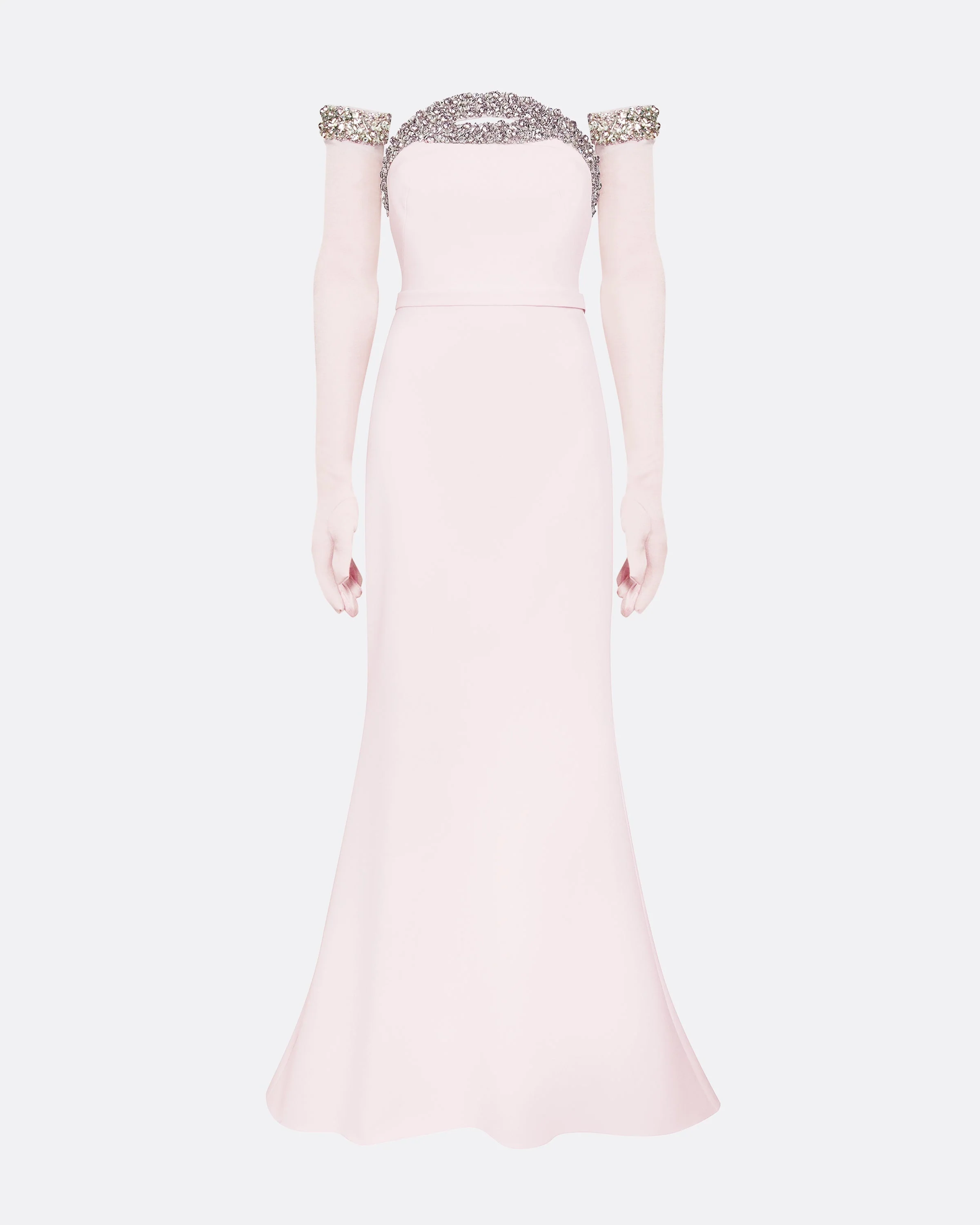 Donatella Barely Pink Long Dress With Antonia Gloves - Image 5