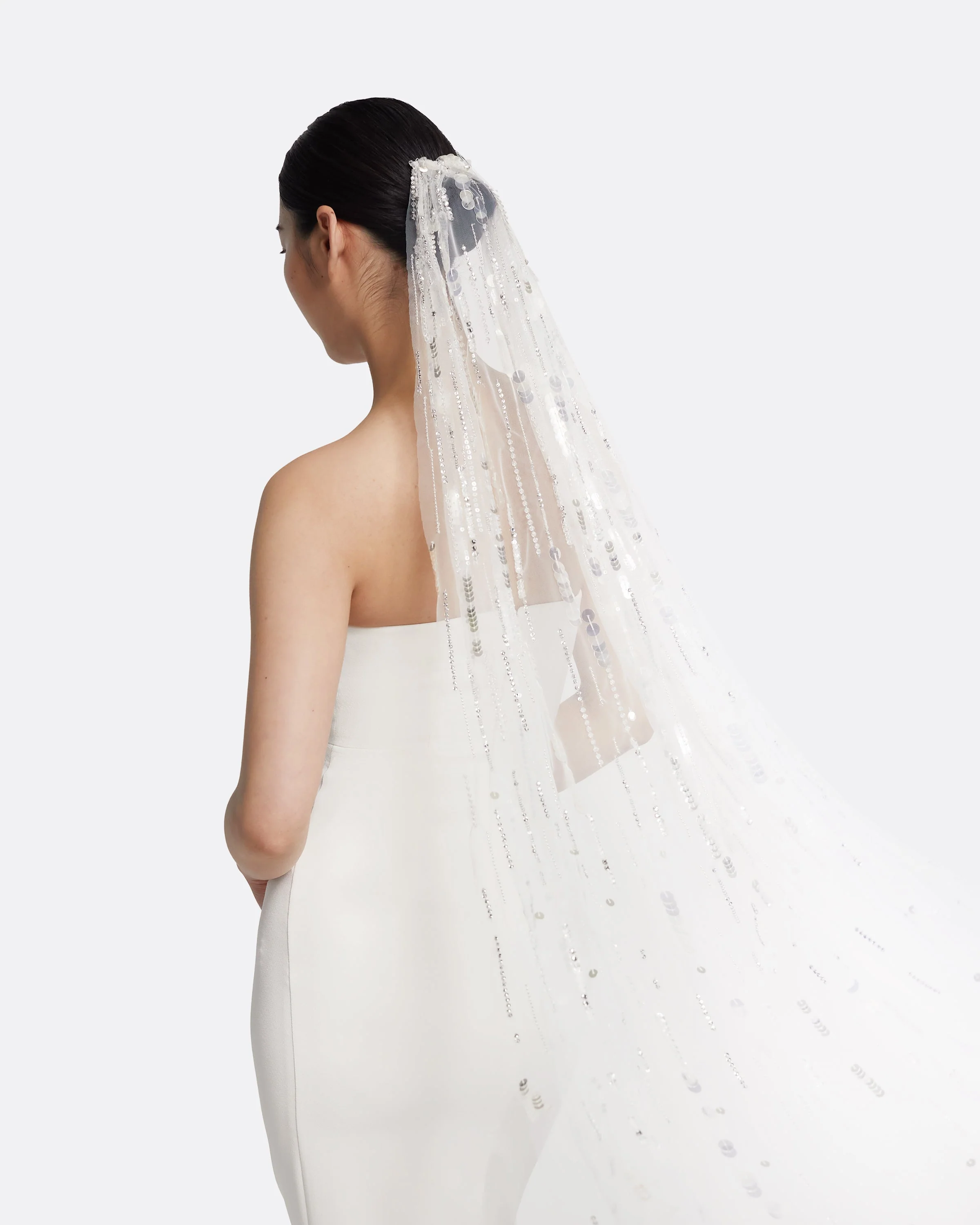 Edith Veil in Ivory with Crystal Embellishment - Image 3