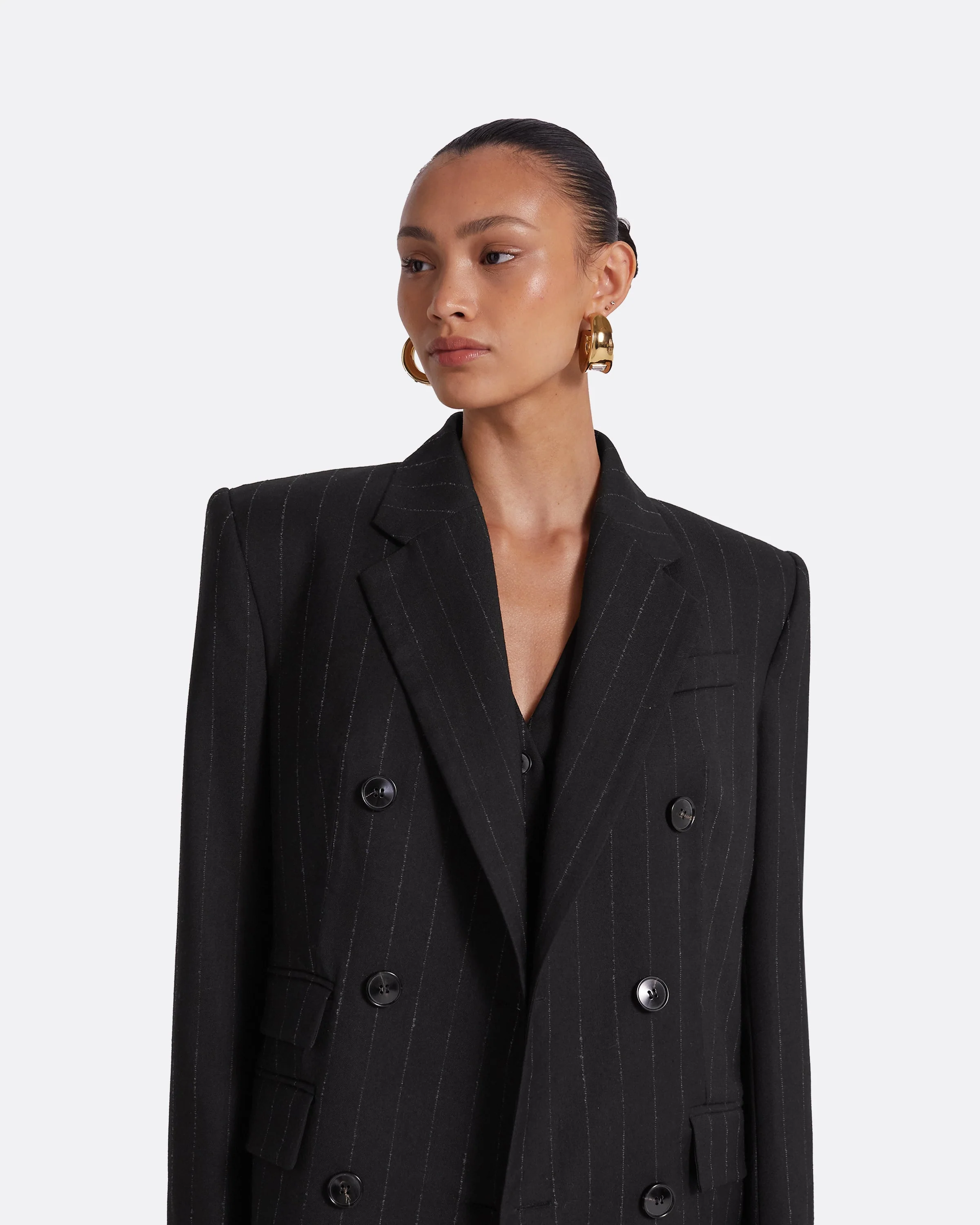 Ellan Black Pinstripe Jacket - Image 3