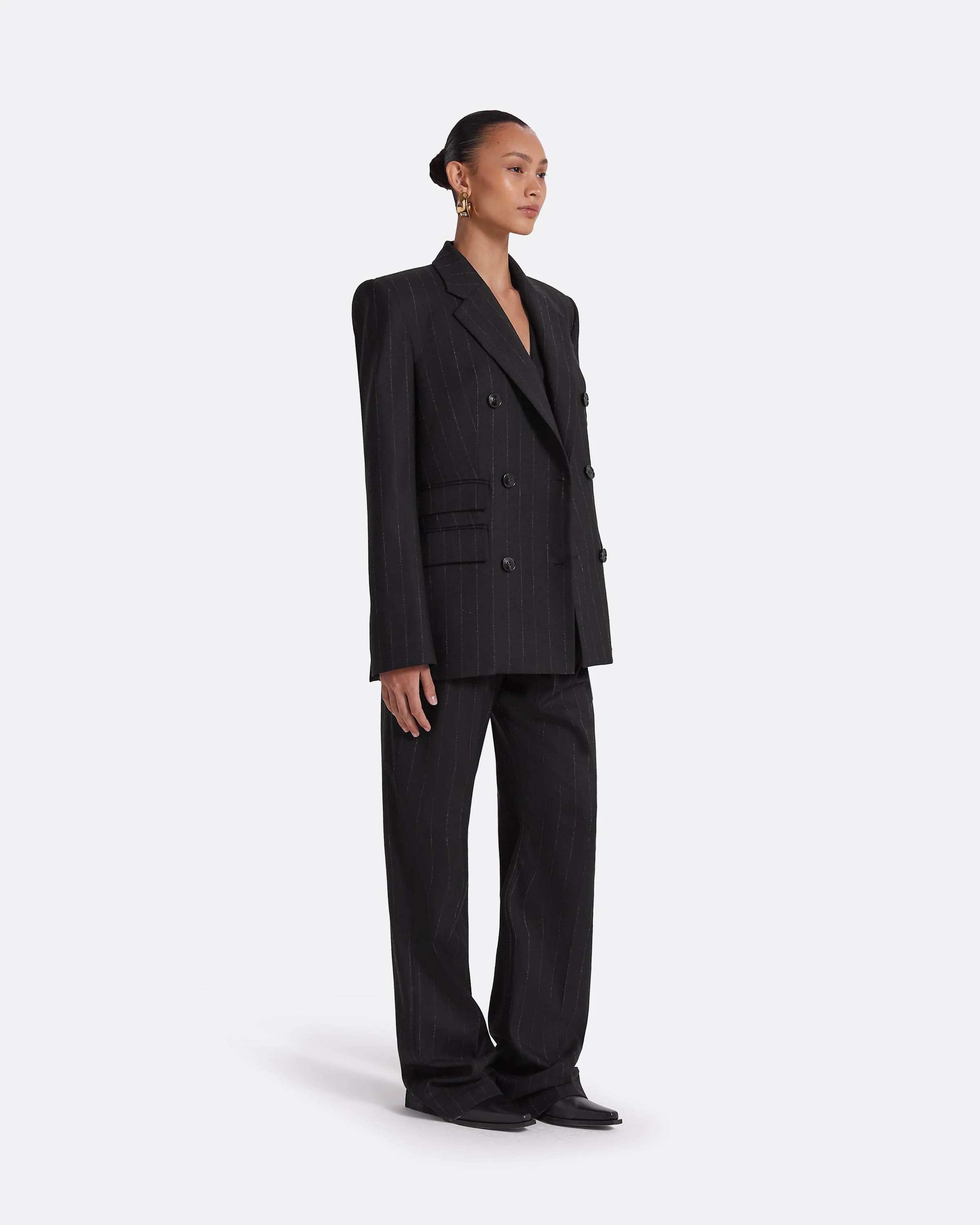 Ellan Black Pinstripe Jacket - Image 4