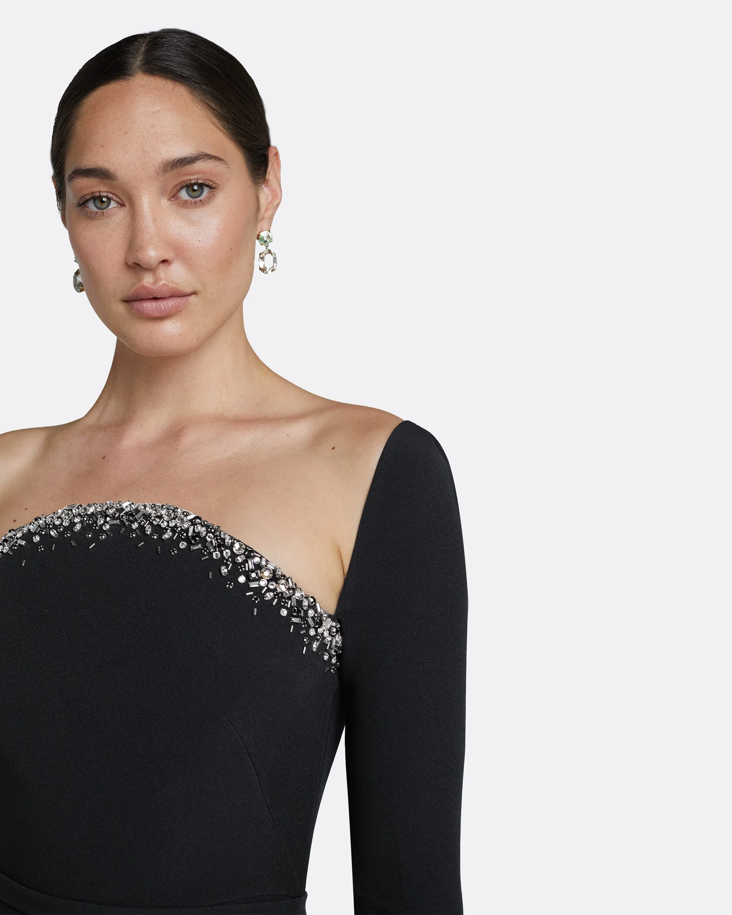 Heidi Black Embroidered Long Dress - Image 3