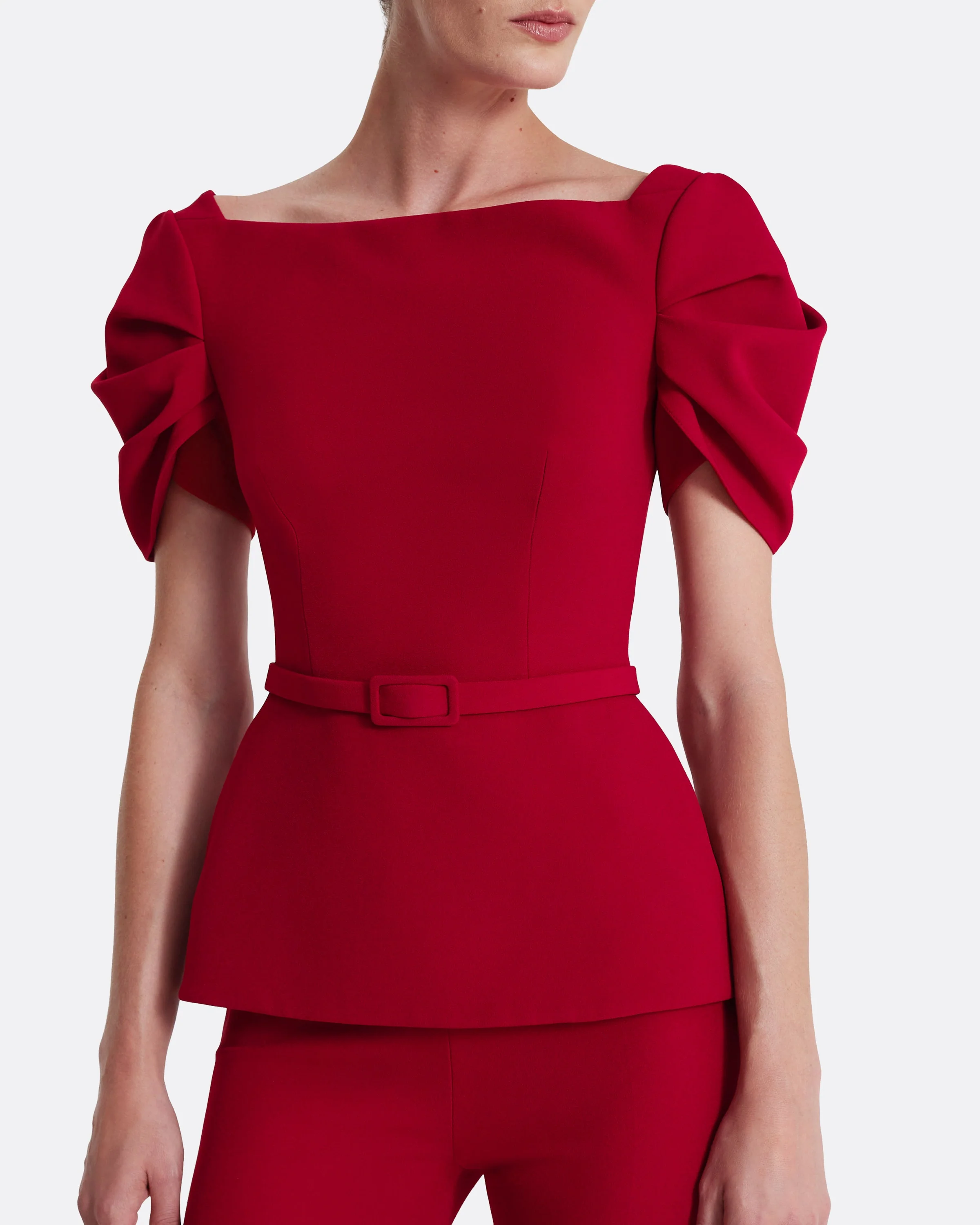 Ivana Top & Bertha Belt in Azalea Red - Image 4