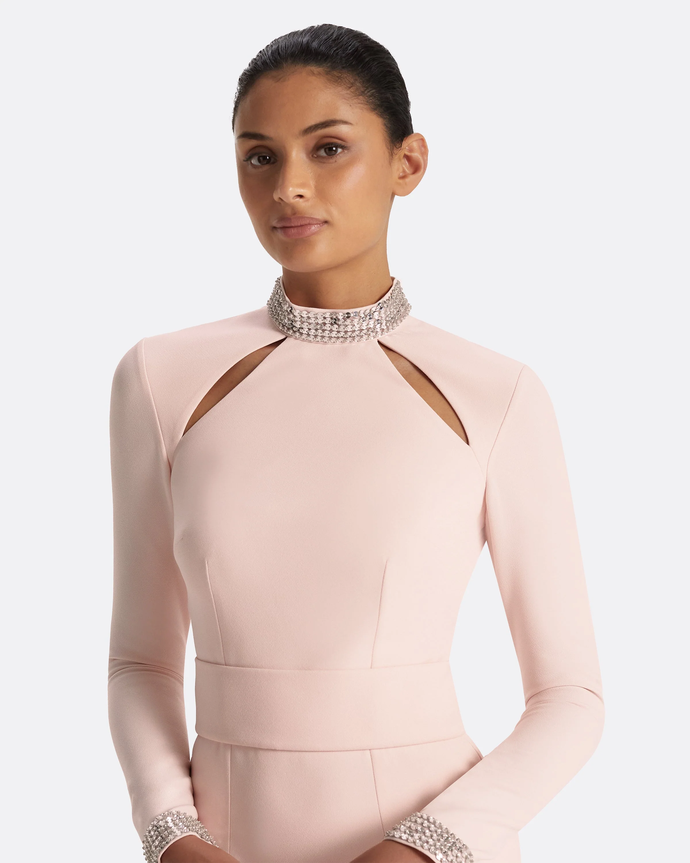 Kamala Pale Pink & Mirror Disc Embroidery Long Dress - Image 3