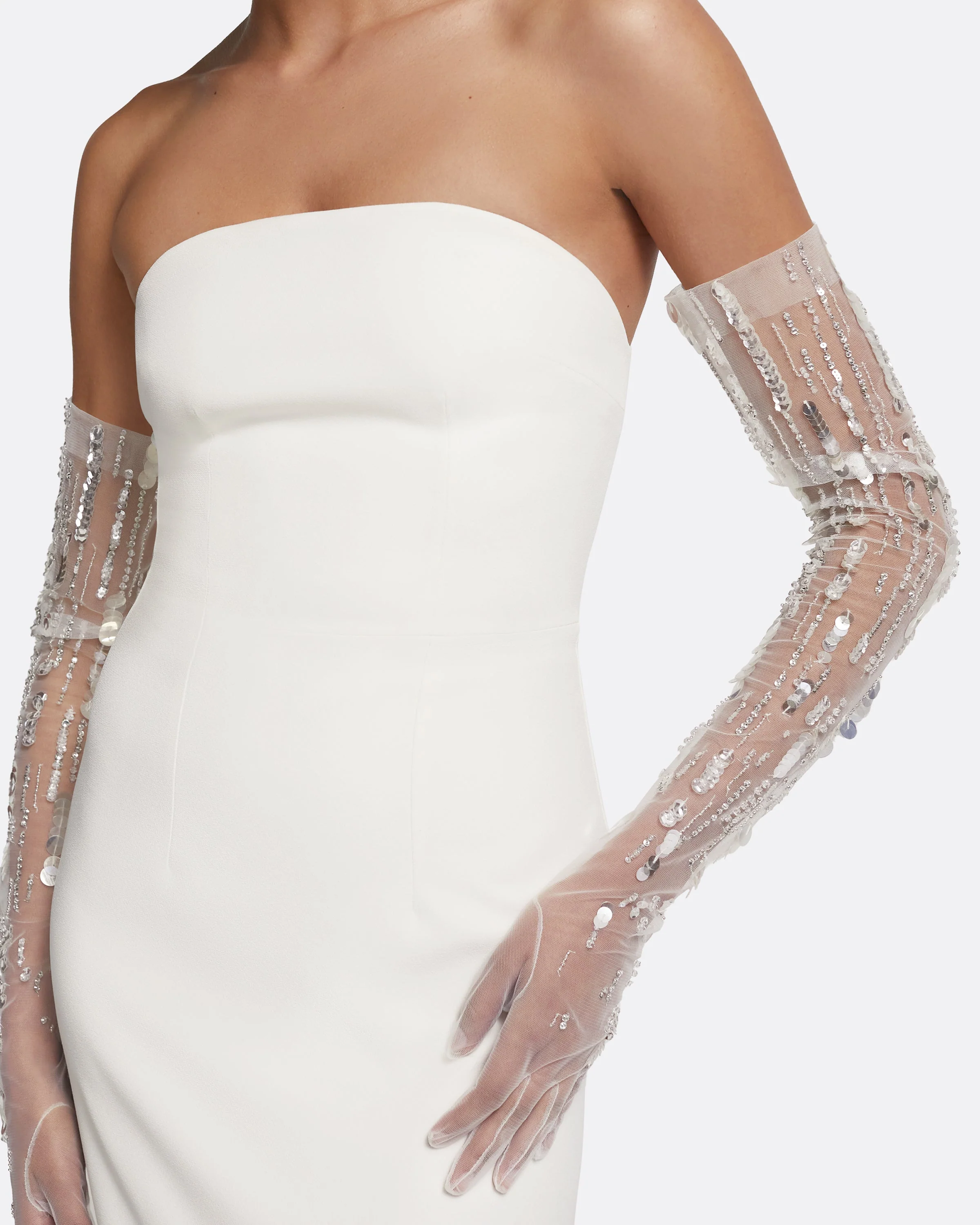 Astin Gloves in Ivory with Crystal Embellishment - Image 4