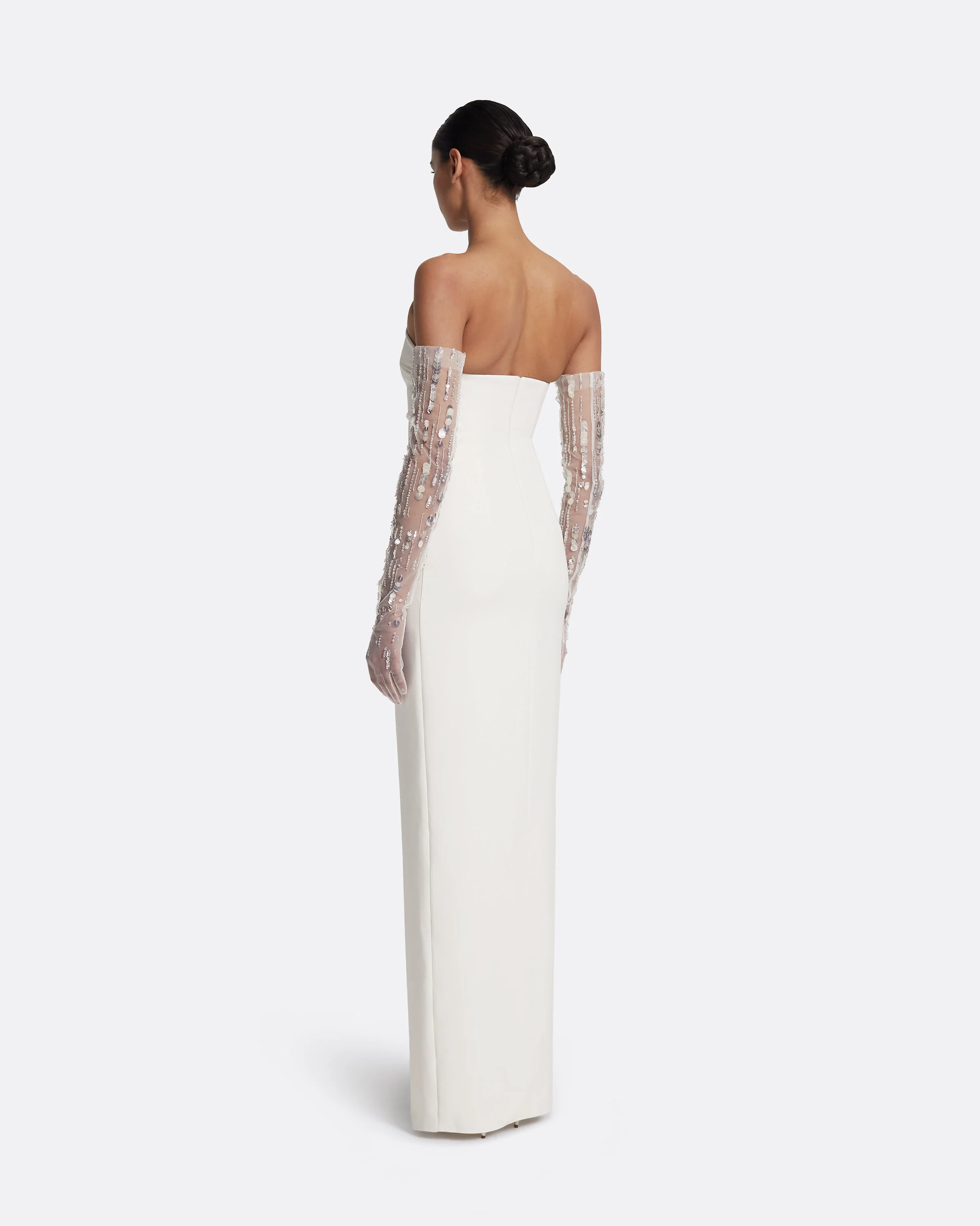 Astin Gloves in Ivory with Crystal Embellishment - Image 6