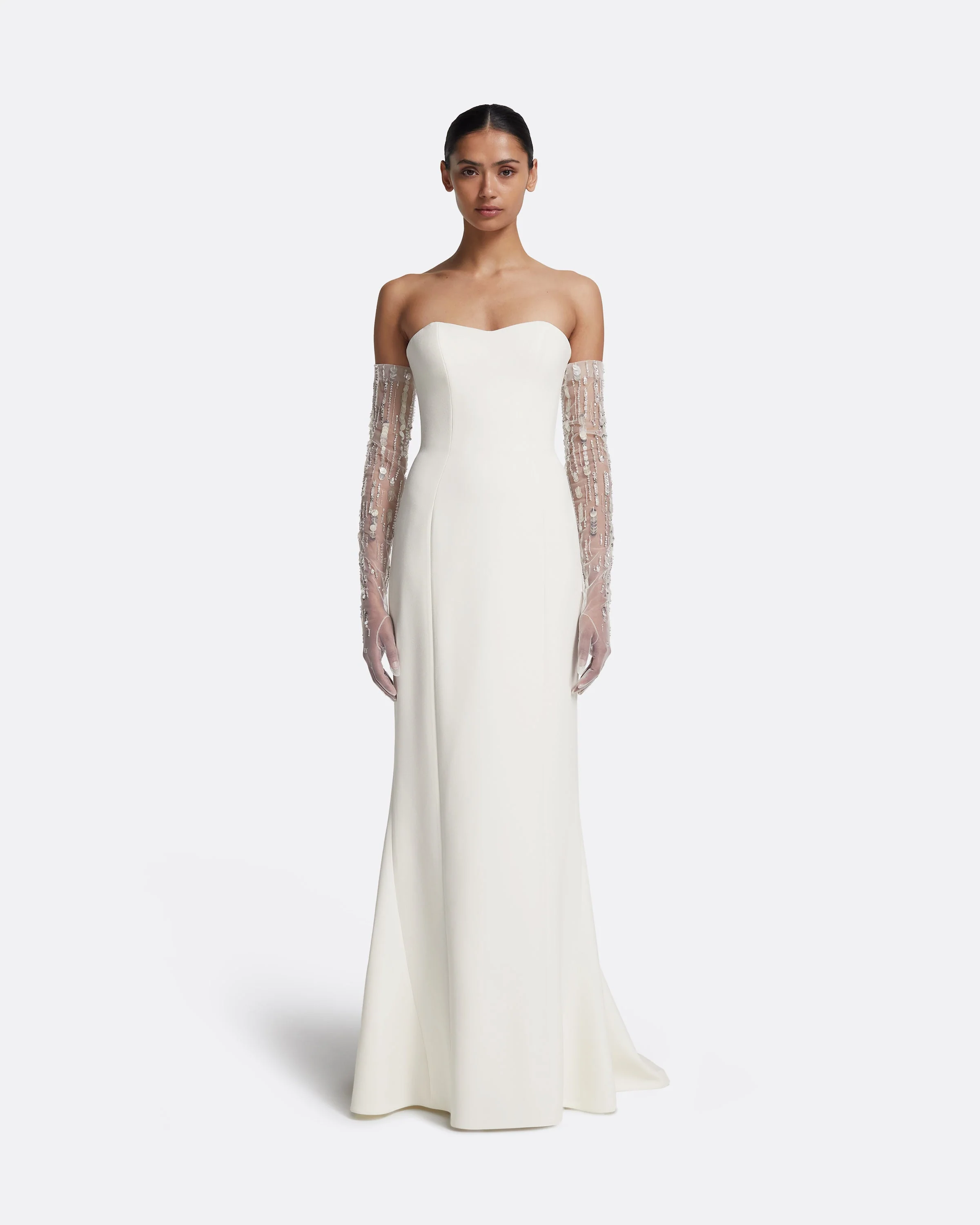 Astin Gloves in Ivory with Crystal Embellishment - Image 7