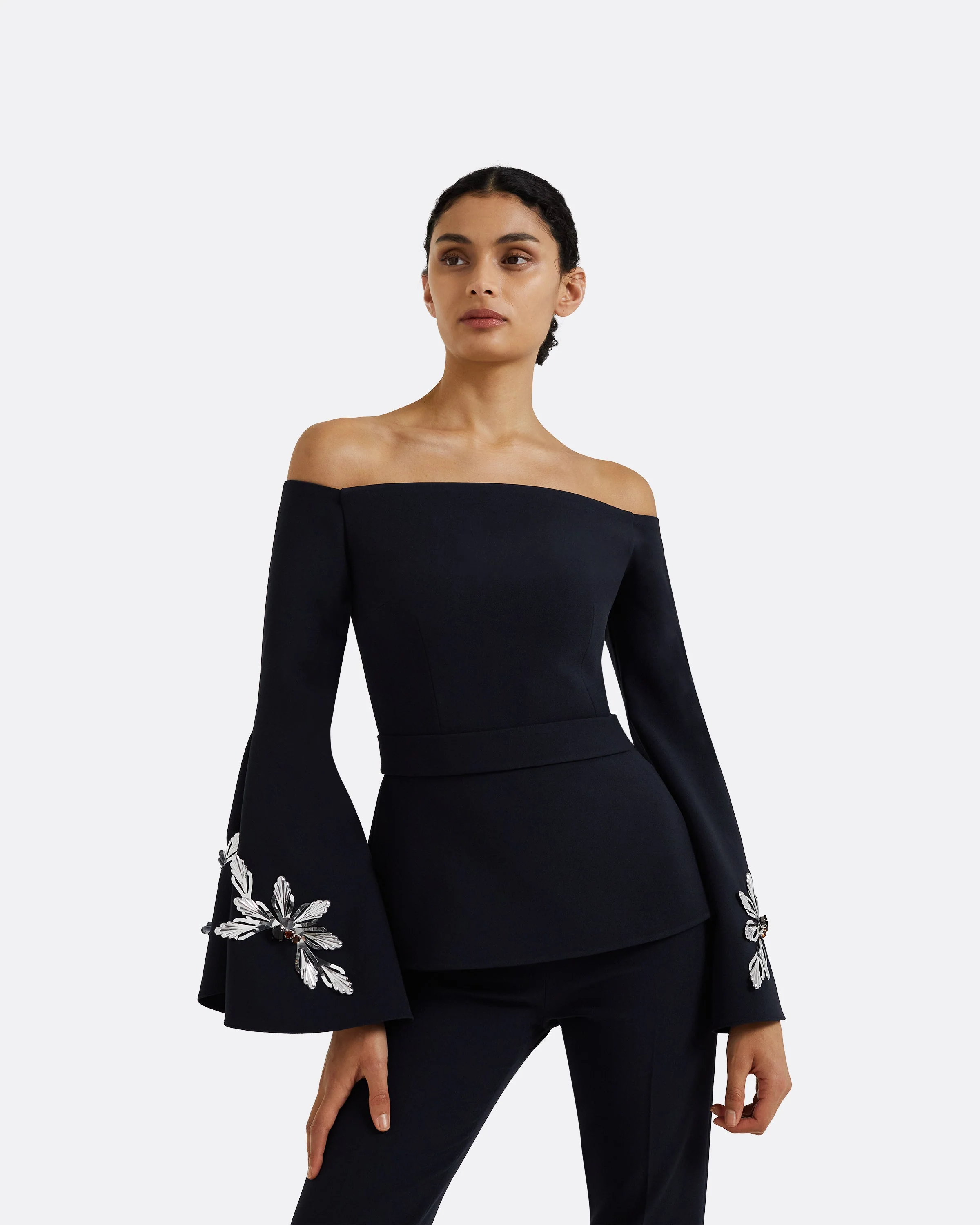 Priela Midnight Navy Embroidered Top - Image 3