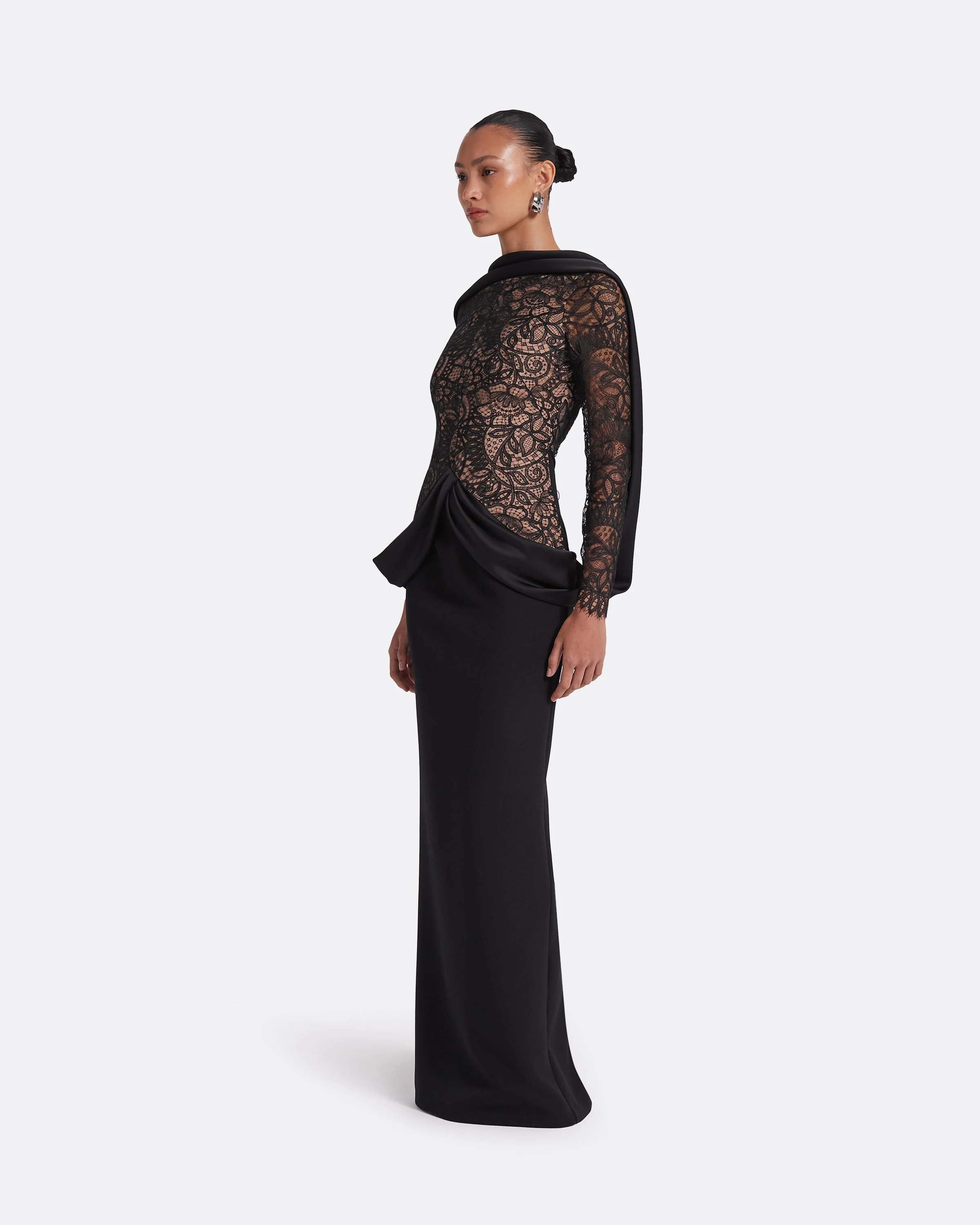 Serryna Black Long Dress - Image 4