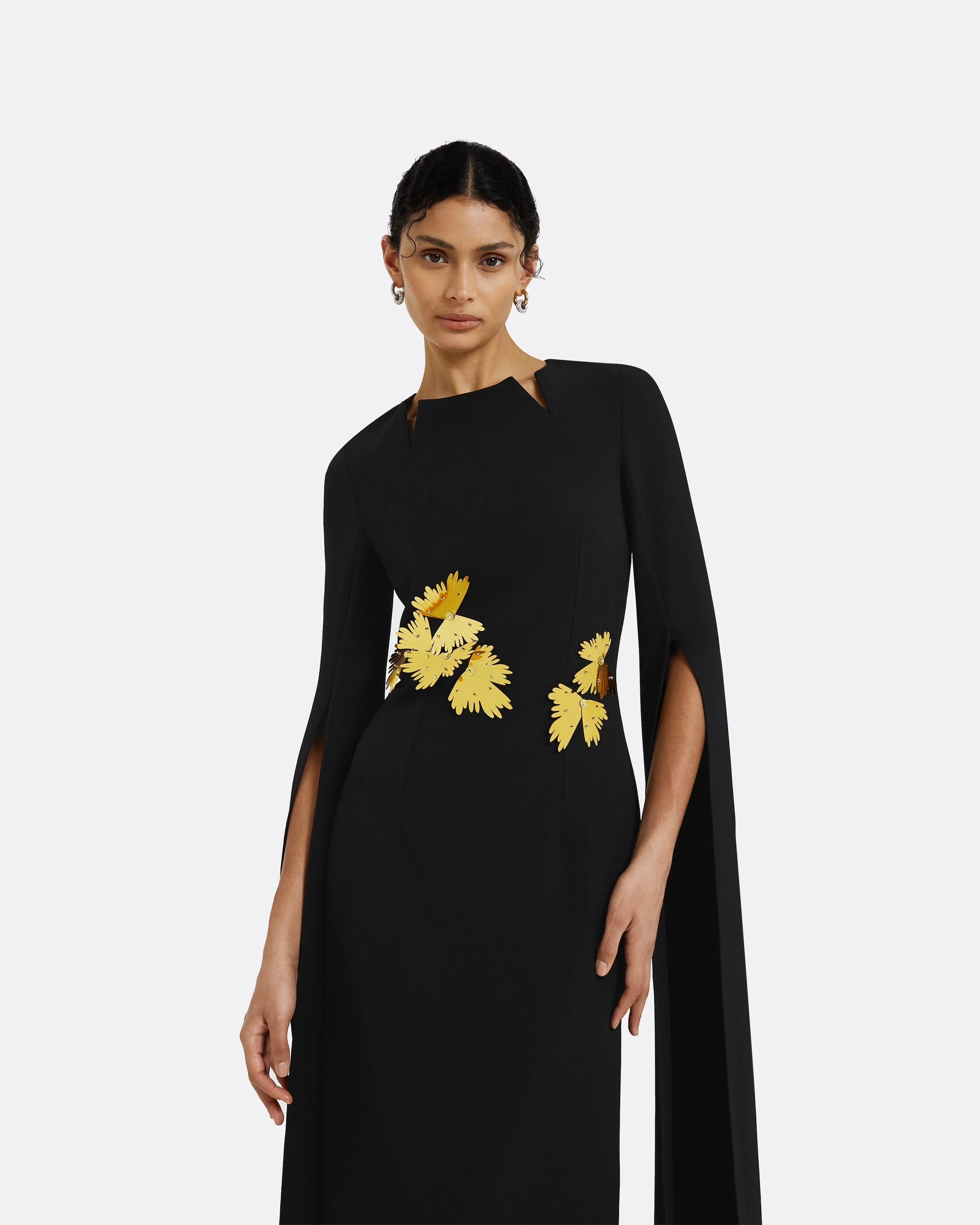 Talin Embroidered Black Long Dress - Image 3