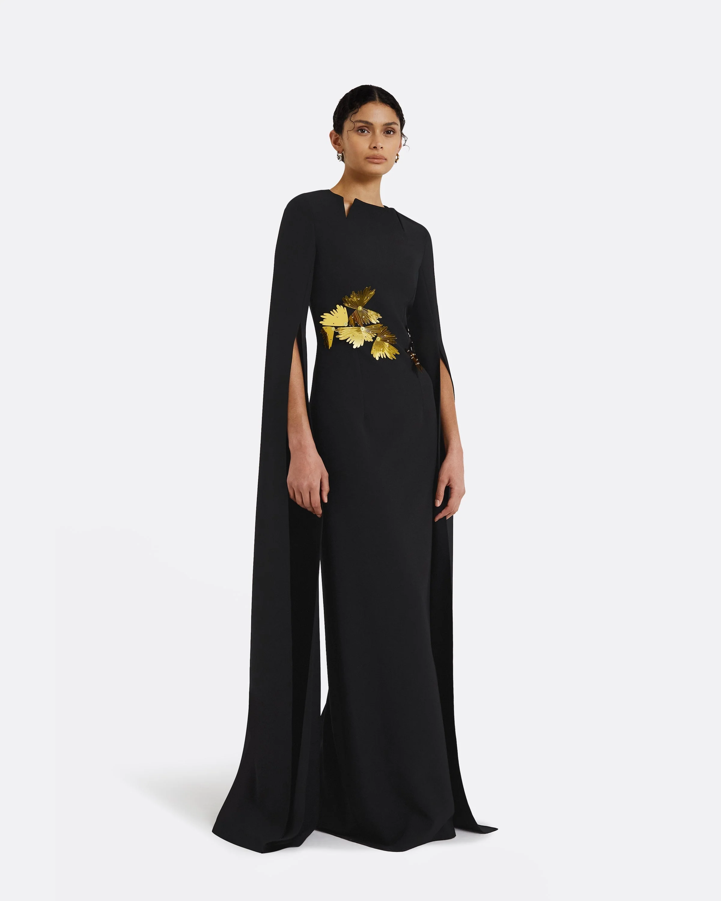 Talin Embroidered Black Long Dress - Image 4