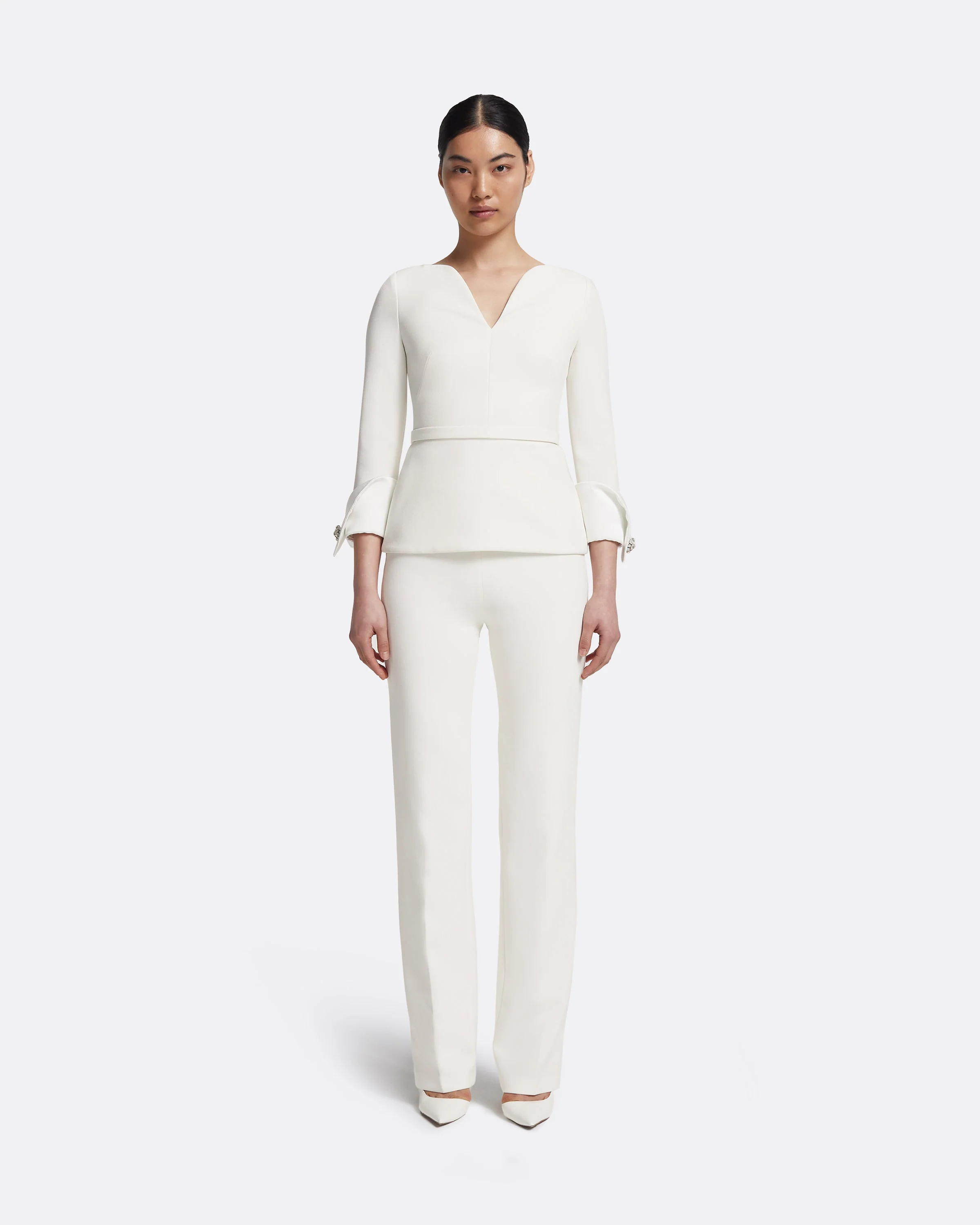 Tinetta Top in Porcelain on Ivory with Crystal Embellishment - Image 6