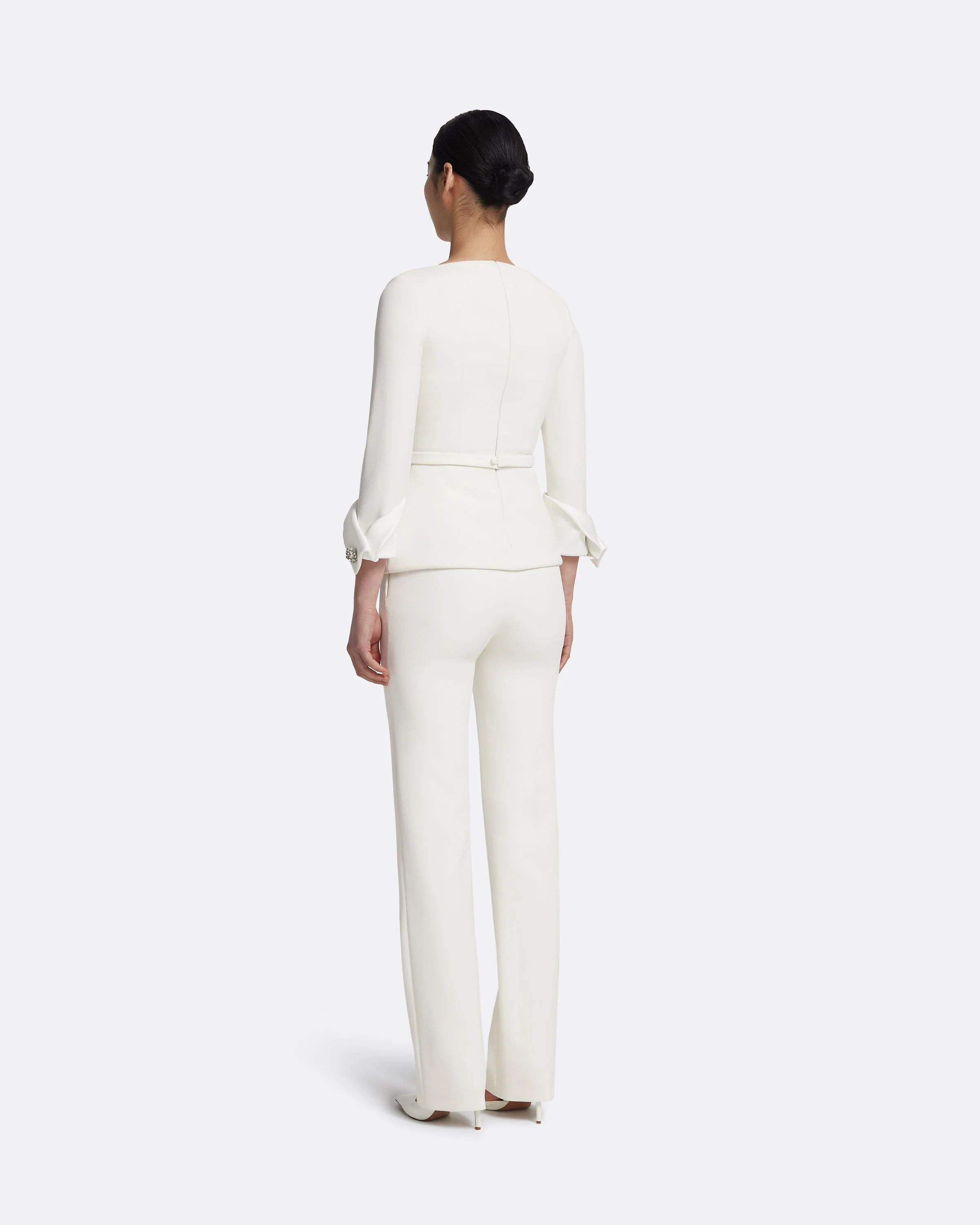 Tinetta Top in Porcelain on Ivory with Crystal Embellishment - Image 8